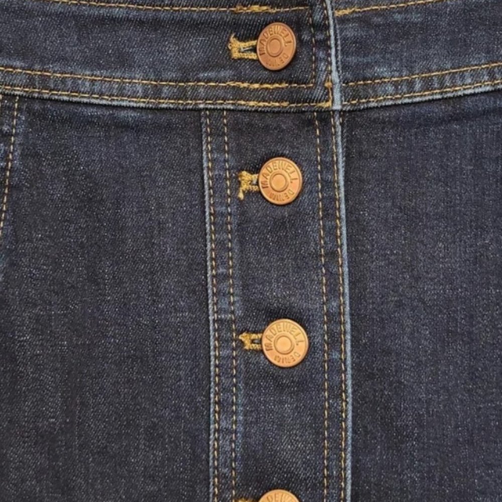 Madewell Size 8 Dark Denim Skirt Button-Up - Picture 4 of 5